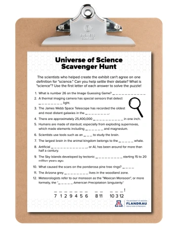 Clipboard with scavenger hunt