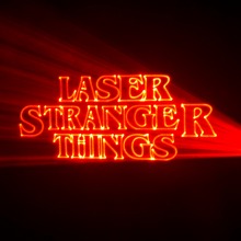 Laser Stranger Things logo in red neon laser letters